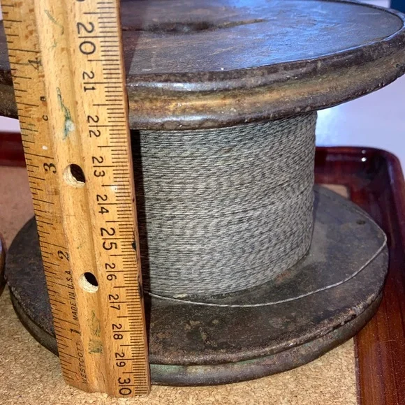 Lot/5 Architectural Wood & Metal Tools Spools & Wire Spool W/Wire & Wall Bracket
